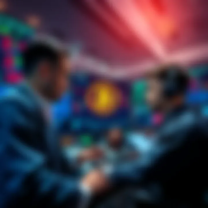 Traders analyzing Bitcoin and Ethereum charts in response to BlackRock news