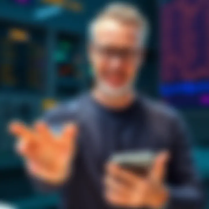 A man presents innovative blockchain tools for everyday applications, highlighting embedded devices and user-friendly APIs.