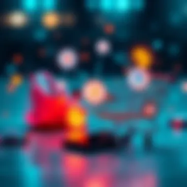 A visual representation of everyday items like a smartphone and a shopping cart connected by blockchain icons, indicating the integration of blockchain in daily activities.