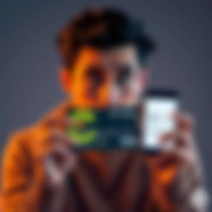 A person looks frustrated while holding a blocked Curve card and a phone showing customer support message.