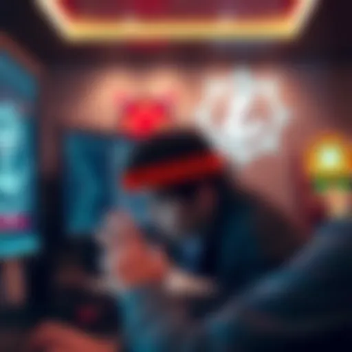 A frustrated person looking at their computer screen showing a blocked Litecoin withdrawal, with a casino logo in the background.