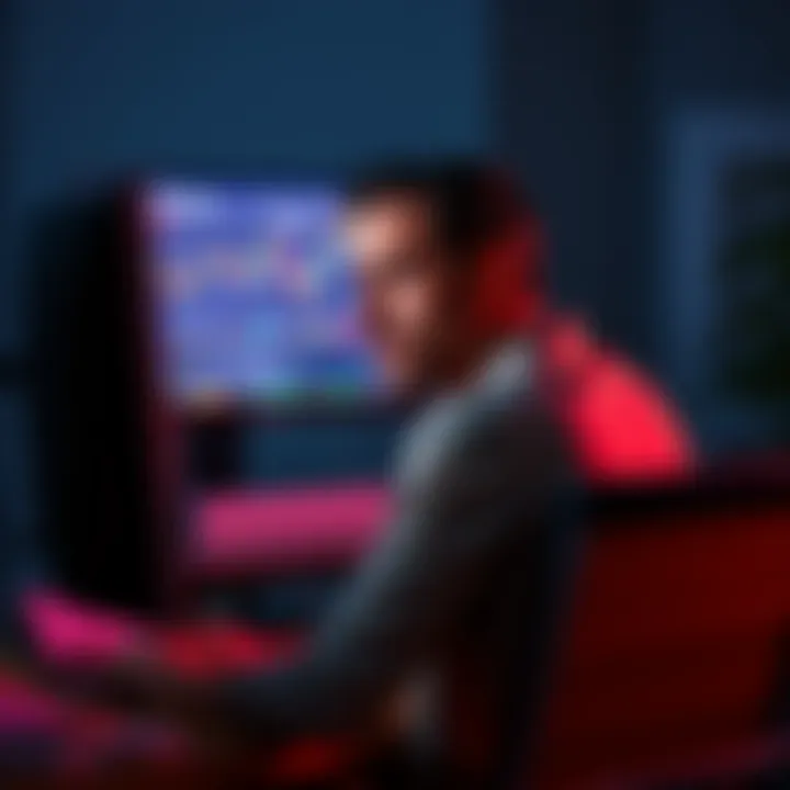 A person frustrated by a blocked cryptocurrency wallet, seated at a computer with a digital currency chart on the screen
