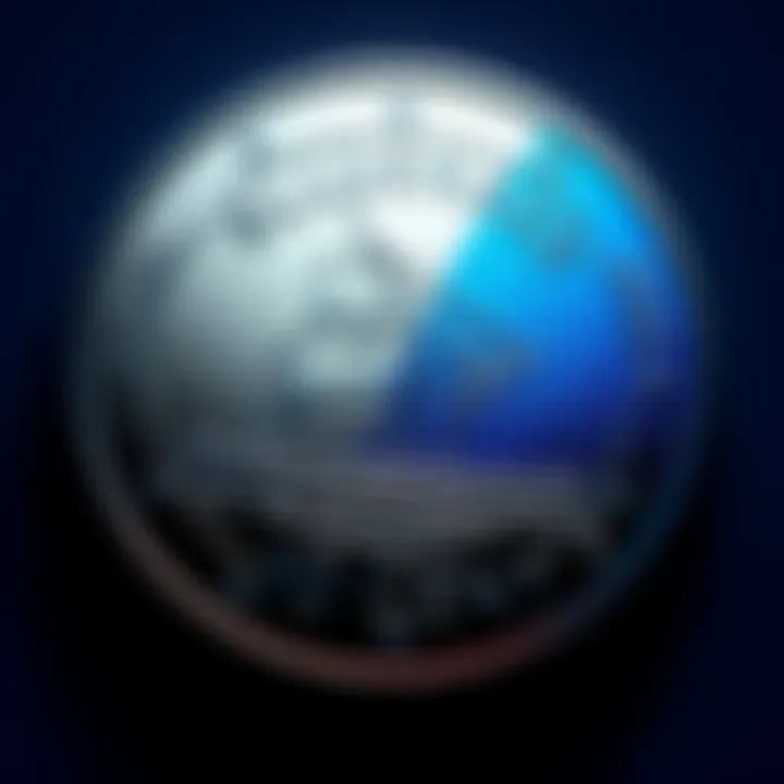 Close-up of the 2021 Bluenose 10-cent coin, showing its two shades of blue and detailed artwork