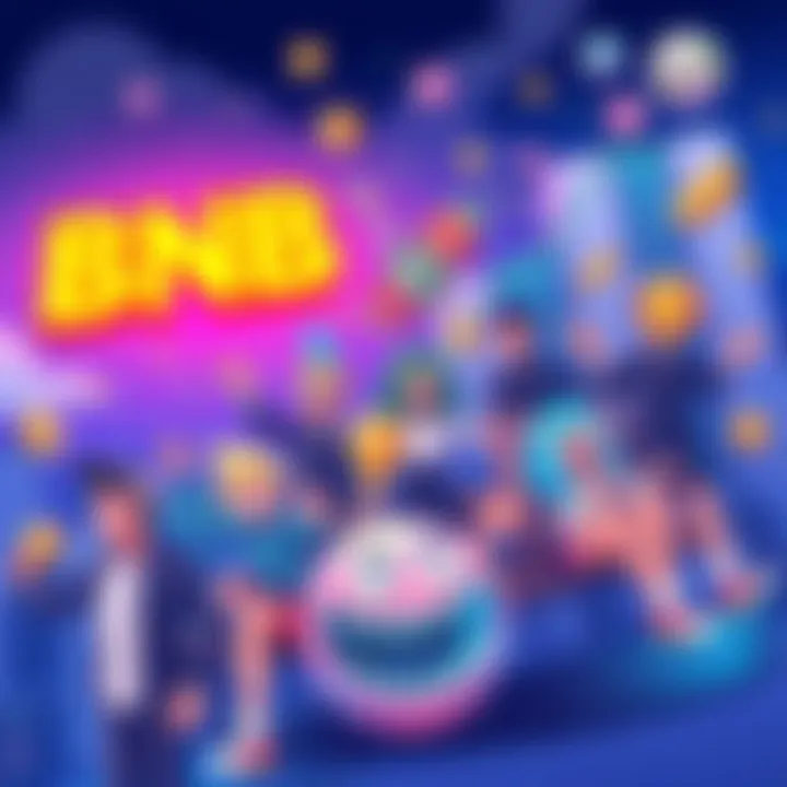 An illustration showing BNB Chain's growth with meme characters celebrating a $2 trillion valuation, featuring colorful graphics and playful elements.