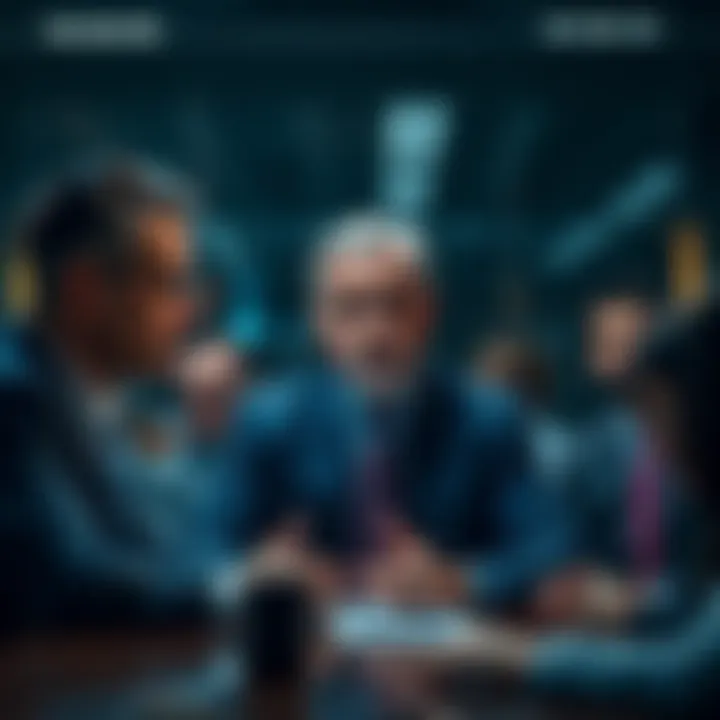 A concerned Bank of America CEO discussing stablecoins and their impact on bank deposits in a meeting setting.