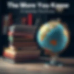 A stack of books next to a globe, symbolizing knowledge and global awareness.