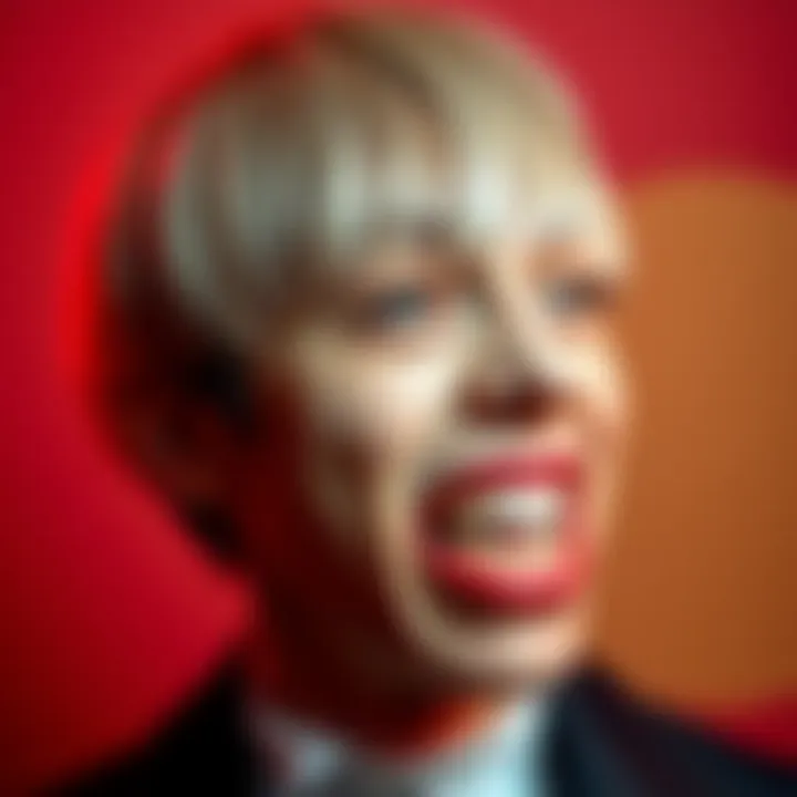 A person sporting a bowl cut hairstyle along with turkey teeth, showcasing a unique and quirky fashion style.