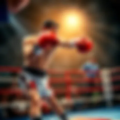Boxer Schiff executing a powerful knockout punch in the ring, with fans cheering in the background
