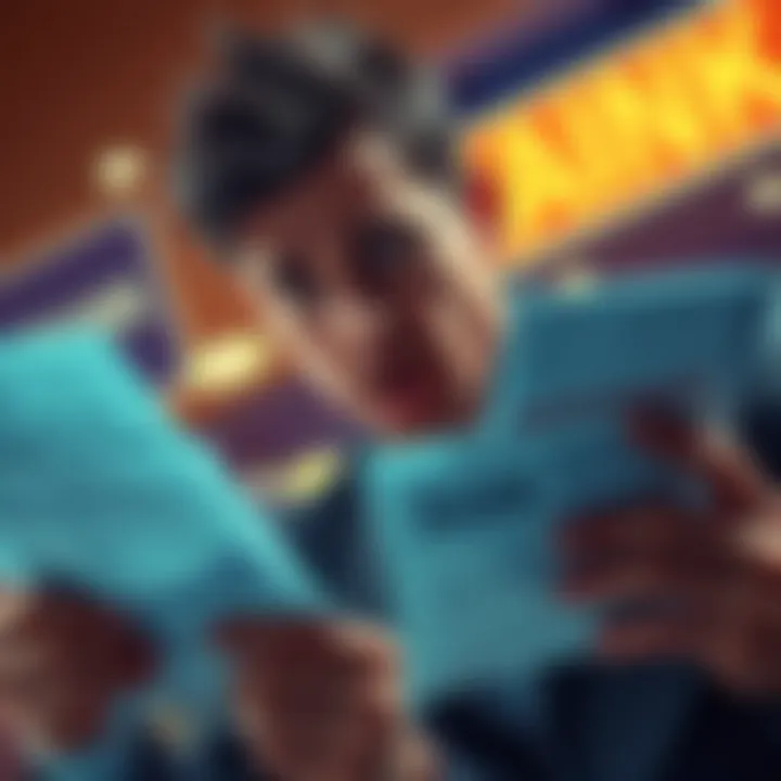 A distressed customer looking at bank statements with a worried expression, symbolizing the impact of the Brazilian bank's bankruptcy on account holders.