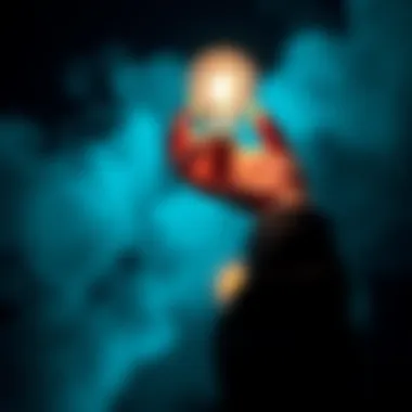 A person holding a light bulb above their head, symbolizing a new idea or realization.