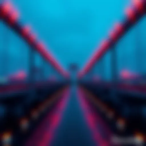 A visual representation of digital bridges connecting networks, symbolizing easy asset transfer on Solana.