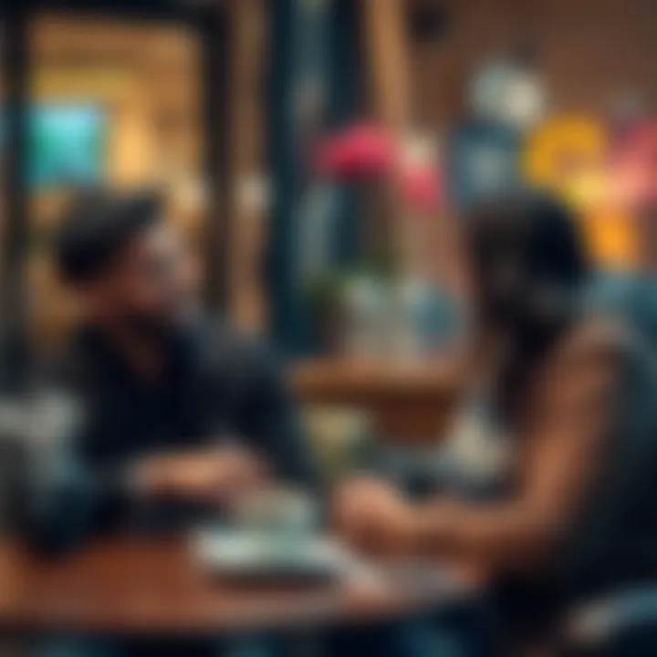 A smiling person offering uplifting advice to a friend during a cozy coffee chat