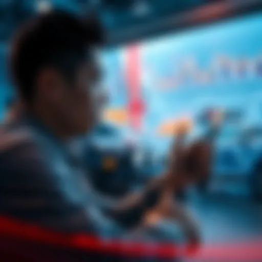 British Automotive Insights Person analyzing British automotive trends with charts and vehicles in the background
