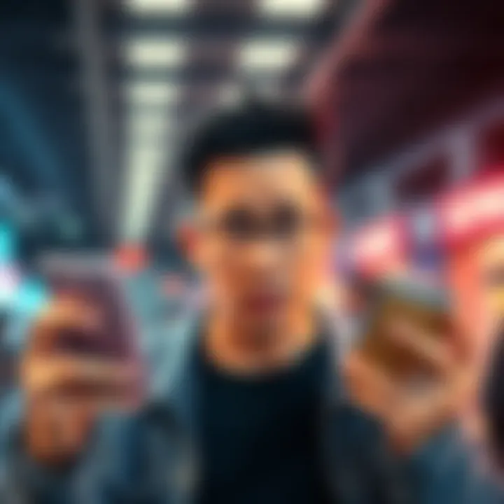 A broke individual looks confused while holding a phone and a digital wallet, expressing frustration with crypto transfers