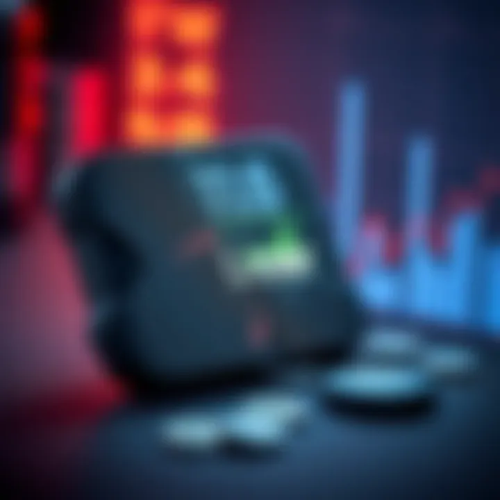 A broken Ledger Nano X hardware wallet next to a graph showing financial loss in cryptocurrency