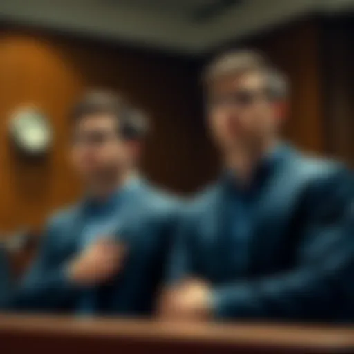Two brothers, attended MIT, standing in a courtroom during their trial for a $25 million Ethereum heist, looking serious and focused