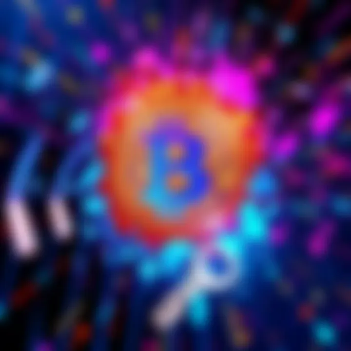A vibrant piece of BTC-themed art featuring a hidden private key, symbolizing the blend of creativity and cryptocurrency security.