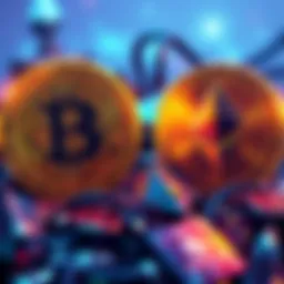 An illustration showing Bitcoin and Ethereum logos being exchanged securely without KYC processes