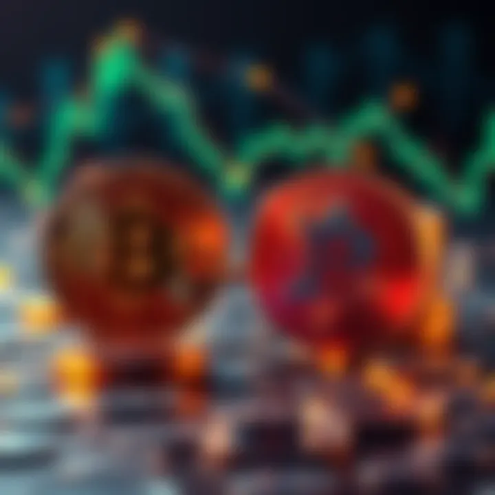 A graphic showing Bitcoin coins transforming into stablecoin icons, representing the conversion process.