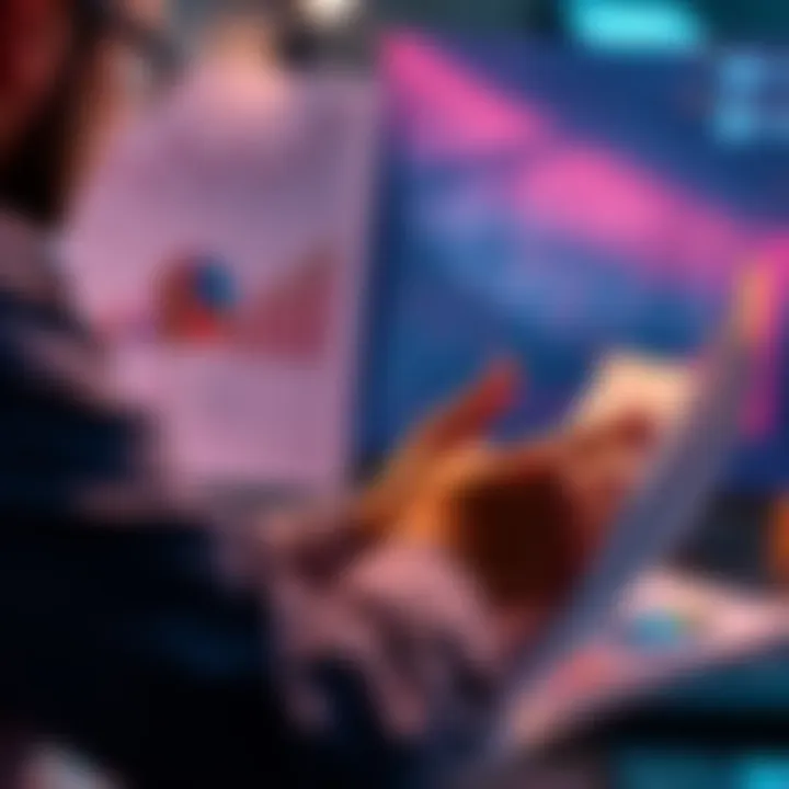 A person analyzing a budget plan for hiring Solana development companies for a DeFi project, with charts and graphs in the background