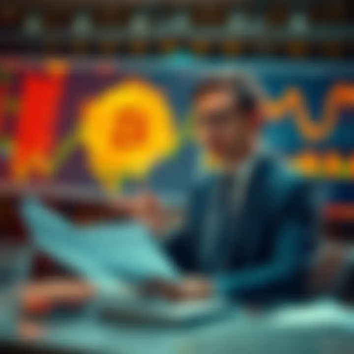 A financial analyst presents a bullish market trend for Bitcoin, showing graphs and charts demonstrating growth potential.