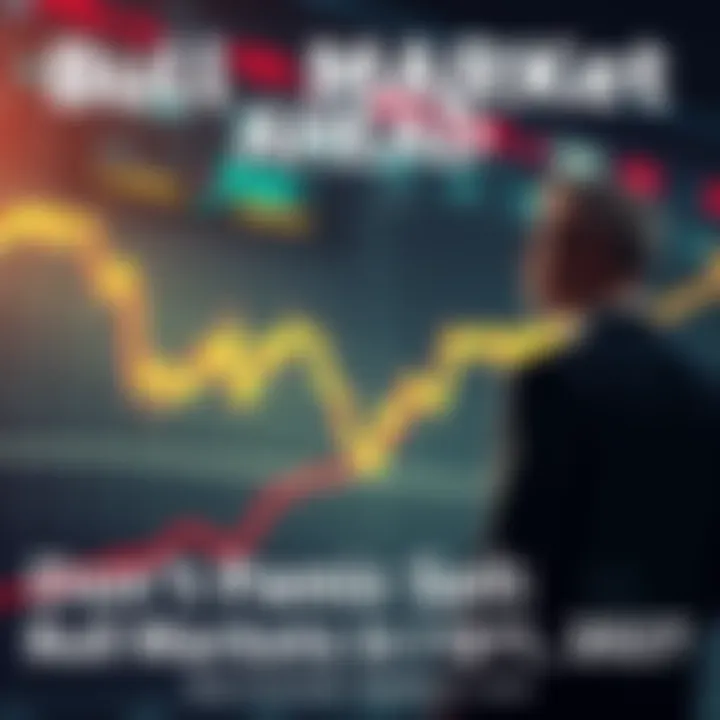 Bull Market Ahead A graph showing an upward trend symbolizing a bull market with a calm investor looking on confidently.