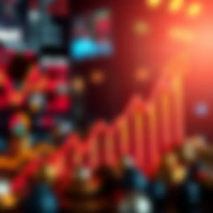 Bull Market Growth A graph with an upward trend representing a bull market, with arrows pointing upward and investment symbols around it.