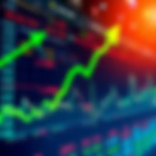 Chart showing upward trends in stock prices with green arrows, signaling potential bull market.