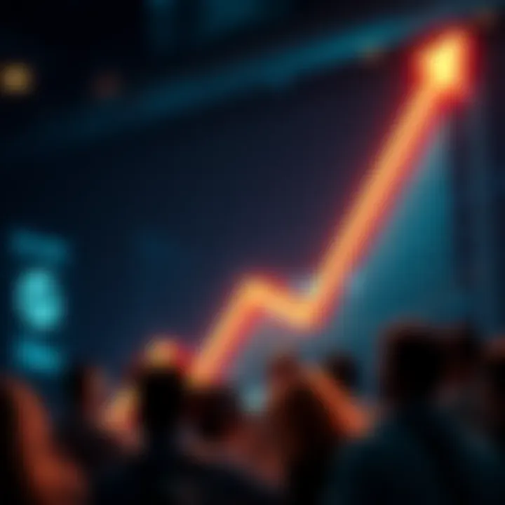 Bull Market with Rising Graph A graph showing an upward trend, symbolizing a bullish market, with people looking excited about investment opportunities.