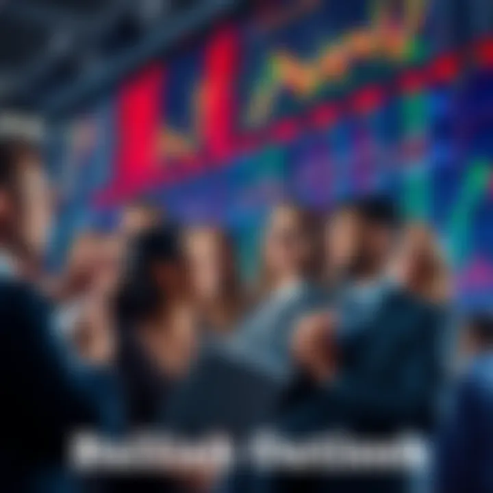 Bullish Market Outlook A group of diverse people looking at stock market charts with hopeful expressions, symbolizing optimism in the financial markets.