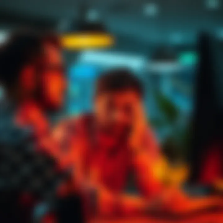 Business owner looking worried at a computer A stressed business owner with a worried expression checks financial accounts on a computer, facing issues with frozen funds and stock liquidation.