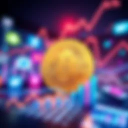 A digital coin with a humorous design representing Buttcoin, surrounded by social media icons and charts depicting its rise in popularity.