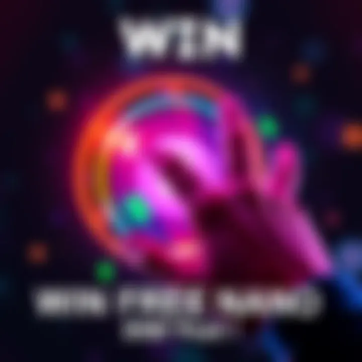 A hand pressing a brightly colored button with dollar signs, symbolizing the chance to win free nano currency.