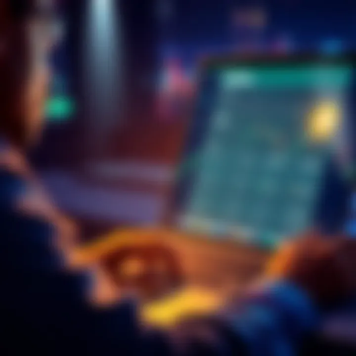 A person using a laptop to buy Bitcoin on the Kraken Pro platform, displaying currency settings in EUR.