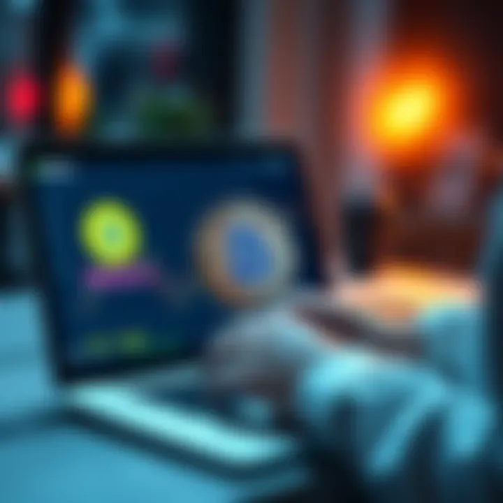 Person using a laptop to buy Pi cryptocurrency on the BANXA platform