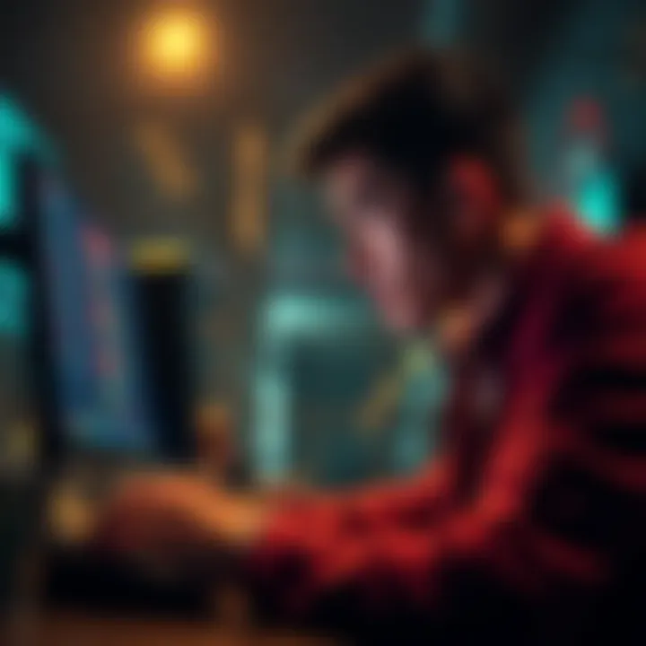 Missing HBAR Purchase Frustrated person looking at computer screen with missing cryptocurrency transaction