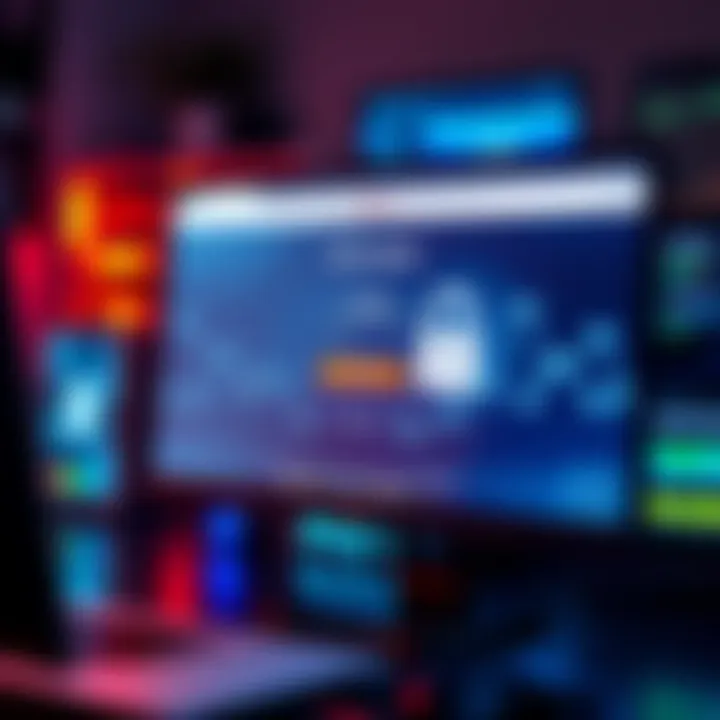 A computer screen displaying a cryptocurrency website with a purchase button and a lock icon for security, symbolizing crypto buying without ID