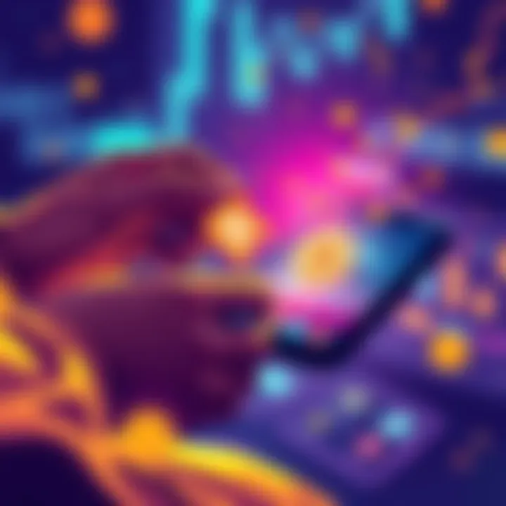 Illustration of a person transferring cryptocurrency to another wallet on a digital device