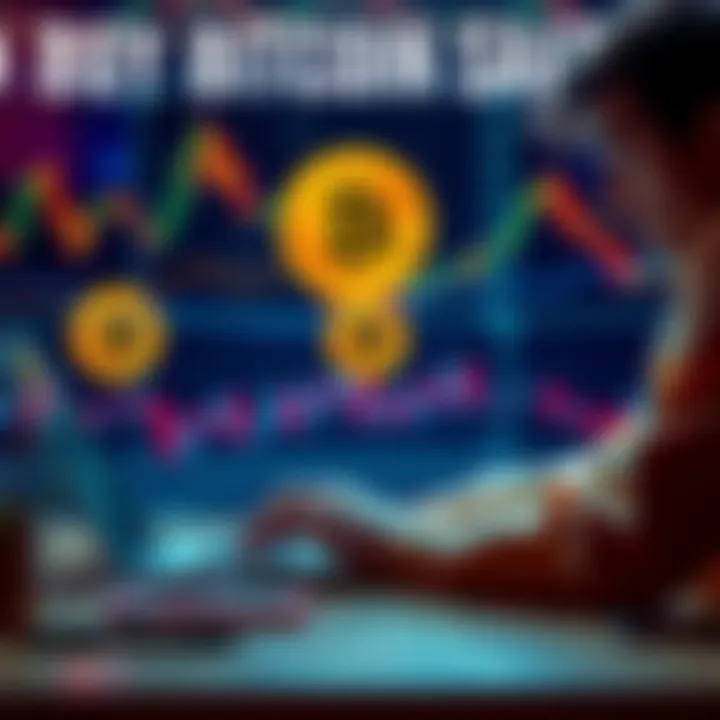 A person examining Bitcoin options on a laptop with financial graphs in the background