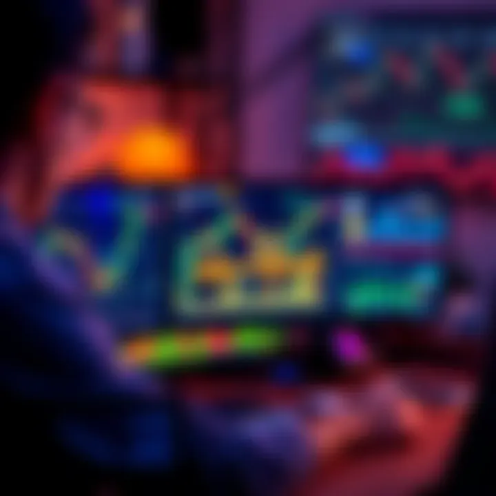 A person analyzing cryptocurrency charts on a computer with various coins displayed on the screen