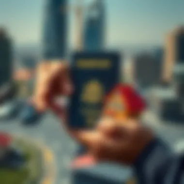 Buying Passport with Land Investment A person holding a passport in one hand and a model of a house in the other, symbolizing the connection between property and travel opportunities