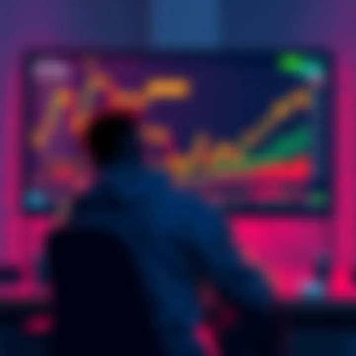 A person sitting calmly in front of a computer screen displaying fluctuating cryptocurrency charts, symbolizing a steady approach to market changes