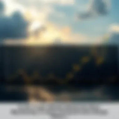 Calm Crypto Market A peaceful graph showing stagnation in cryptocurrency prices, with a hint of potential upward trend and a cloudy sky above, symbolizing anticipation.