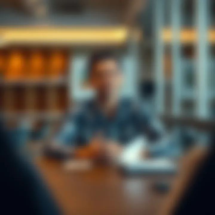 A calm person sitting at a table with a notebook, reflecting on missed buying opportunities, looking relaxed and thoughtful.