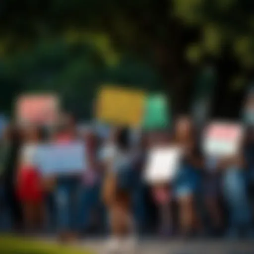 Students gathered on campus holding signs demanding justice for a reported rape threat