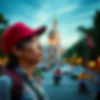 A Canadian visitor looks surprised while observing Disney's large land area and attractions in the background