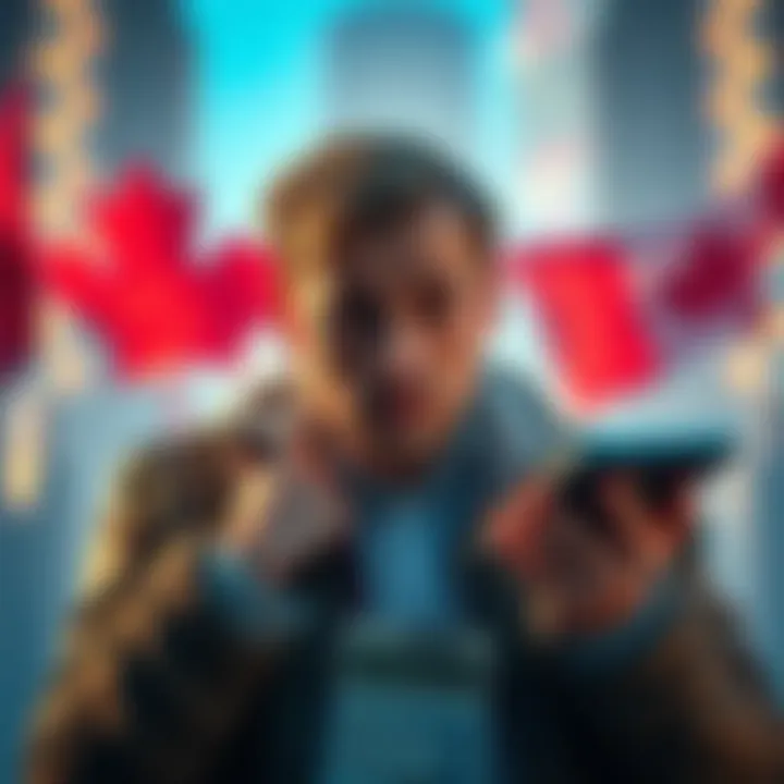 Graphic depicting a Canadian with a calculator looking frustrated at cryptocurrency transaction fees