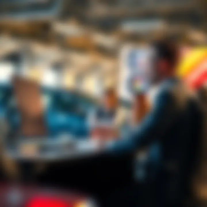 A car seller professionally answering questions from potential buyers at a desk