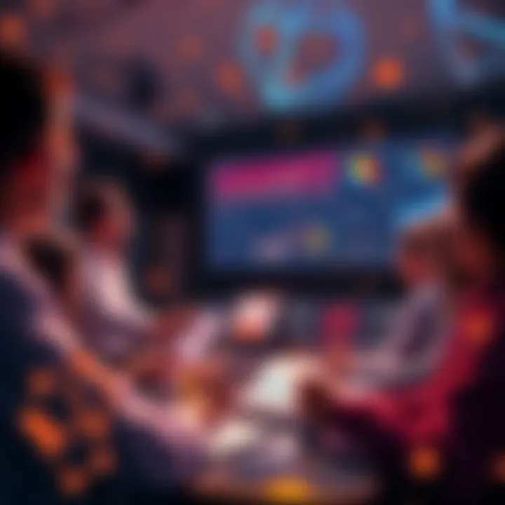 Group of people discussing Cardano's Treasury strategy during a governance meeting with charts and graphs displayed