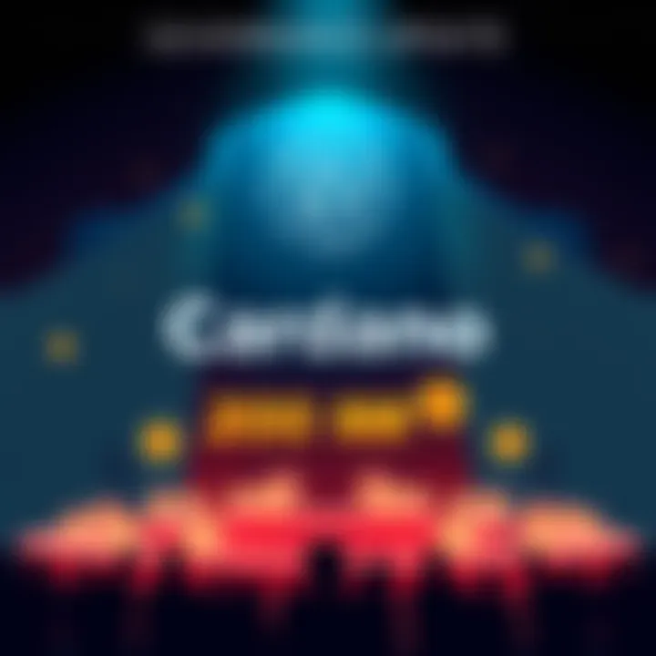 Illustration showing the Cardano logo with 200M ADA highlighted and visual representations of stakeholders and governance decisions.